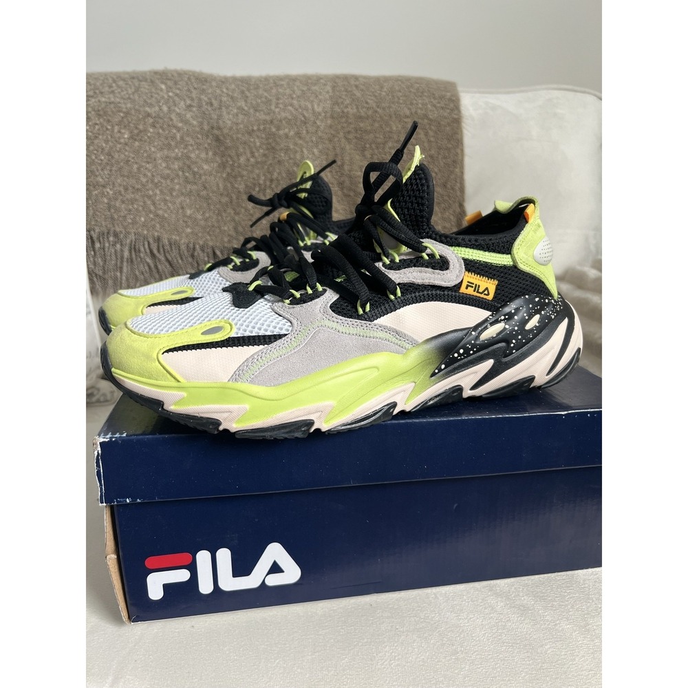 Fila Ray Tracer Evo 2 Shoes Mens Size 11.5 Black Neon Green Colorblock Sneakers